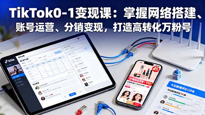 TikTok0-1变现课:掌握网络搭建、账号运营、分销变现,打造高转化万粉号-开心