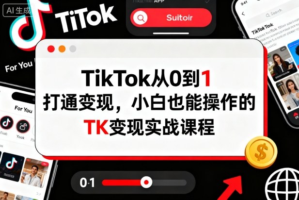TikTok从0到1打通变现,小白也能操作的TK变现实战课程-开心