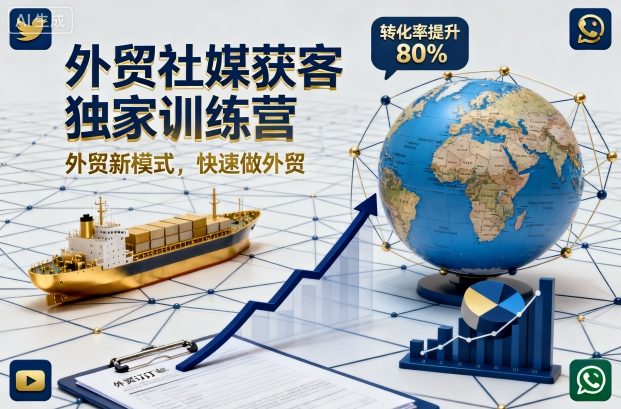 外贸社媒获客独家训练营,外贸新模式,快速做外贸-开心