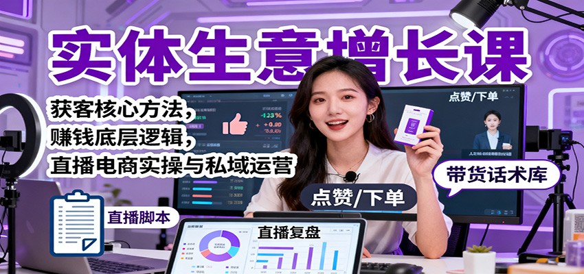 实体生意增长课:获客核心方法,赚钱底层逻辑,直播电商实操与私域运营-开心