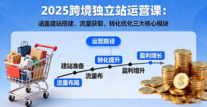 2025跨境独立站运营课:涵盖建站搭建、流量获取、转化优化三大核心模块-开心