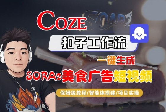 Coze扣子智能体工作流一键生成“SORA2美食广告“短视频,全流程保姆级教学-开心
