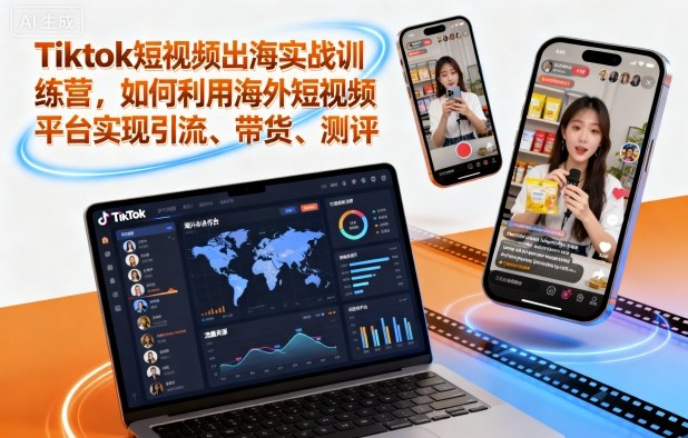 Tiktok短视频出海实战训练营,如何利用海外短视频平台实现引流、带货、测评-开心