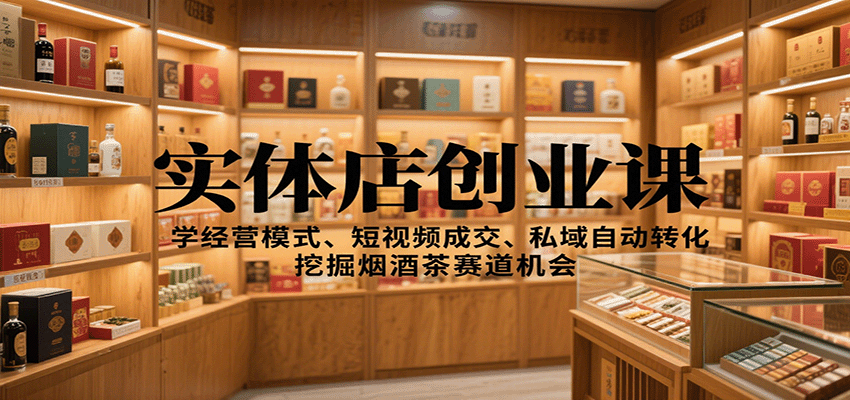 实体店创业课:学经营模式、短视频成交、私域自动转化,挖掘烟酒茶赛道机会-开心