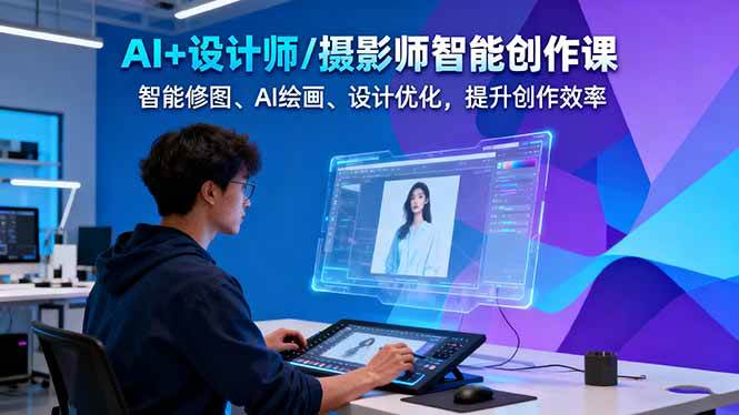 AI+设计师/摄影师智能创作课:智能修图、AI绘画、设计优化,提升创作效率-开心