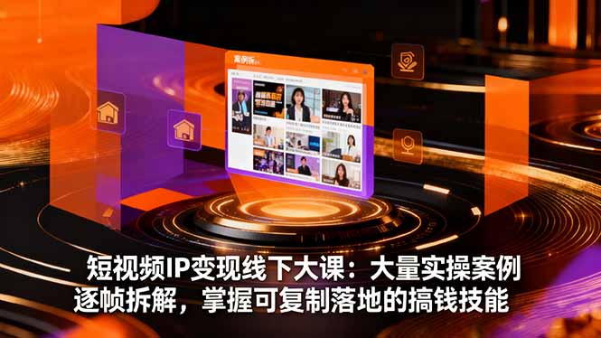 短视频IP变现线下大课:大量实操案例逐帧拆解,掌握可复制落地的搞钱技能-开心