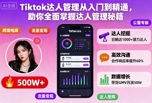 Tiktok达人管理从入门到精通,助你全面掌握达人管理秘籍-开心