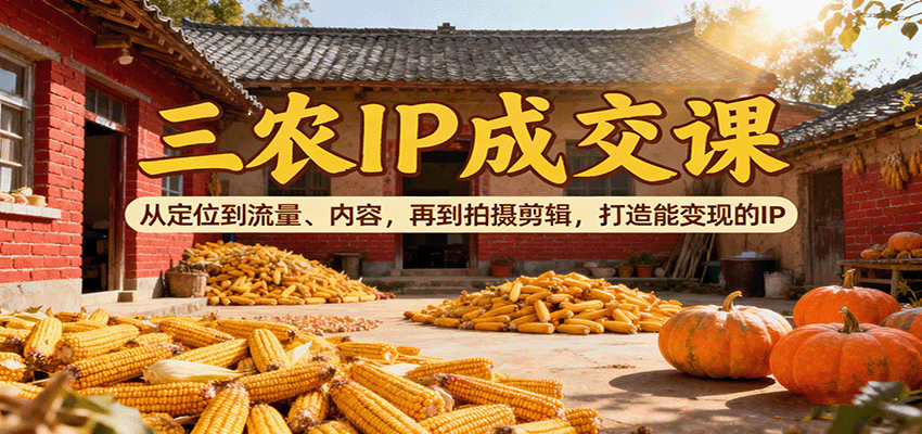 三农IP成交课：从定位到流量、内容，再到拍摄剪辑，打造能变现的IP-开心