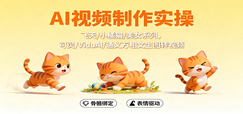 AI视频制作实操,飞天/小橘猫/美女系列,可灵/ViduAl/通义万相文生图转视频-开心