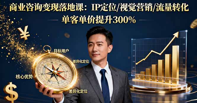 商业咨询变现落地课:IP定位/视觉营销/流量转化,单客单价提升300%-开心