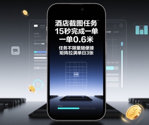 酒店截图任务,15秒完成一单,一单0.6米,任务不限量随便接,矩阵拉满单日3张【揭秘】-开心